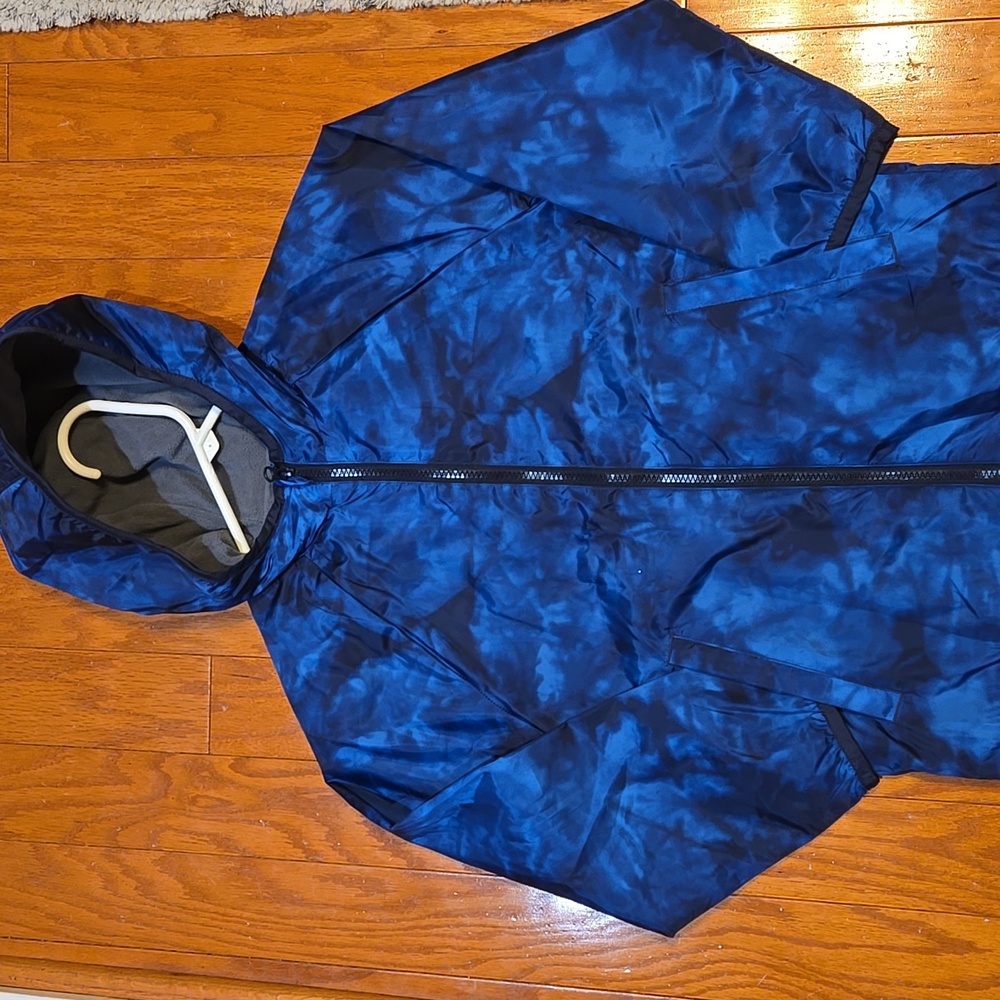Wonder Nation Kids Blue Hooded Jacket Size 8 Medium Windbreaker Lightweight Coat